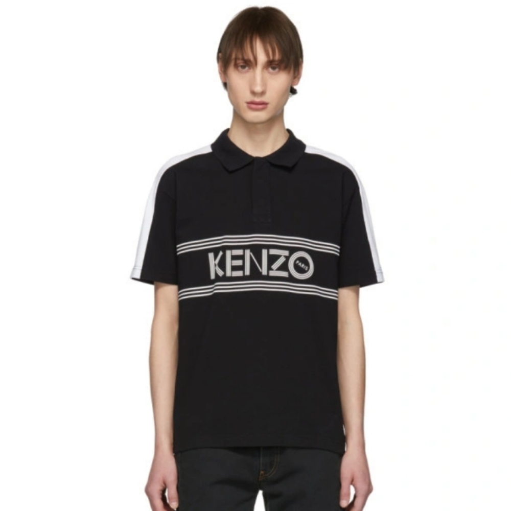 Kenzo black and white logo polo